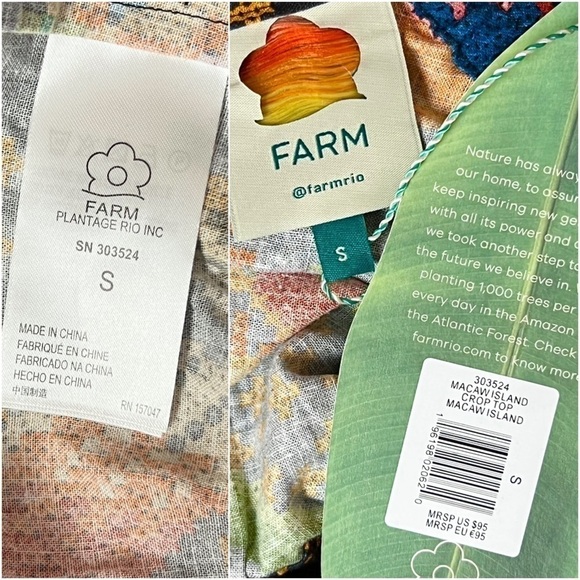 NWT FARM RIO Linen Tropical Faux Embroidery Sleeveless One Shoulder Crop Top S - Picture 15 of 16